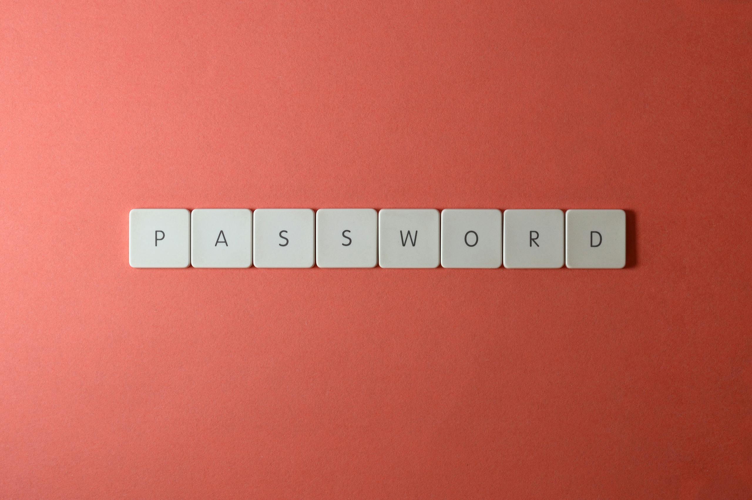 Слово 'PASSWORD' на красном фоне
