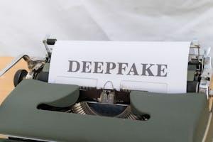 Слово 'DEEPFAKE' на старой печатной машинке