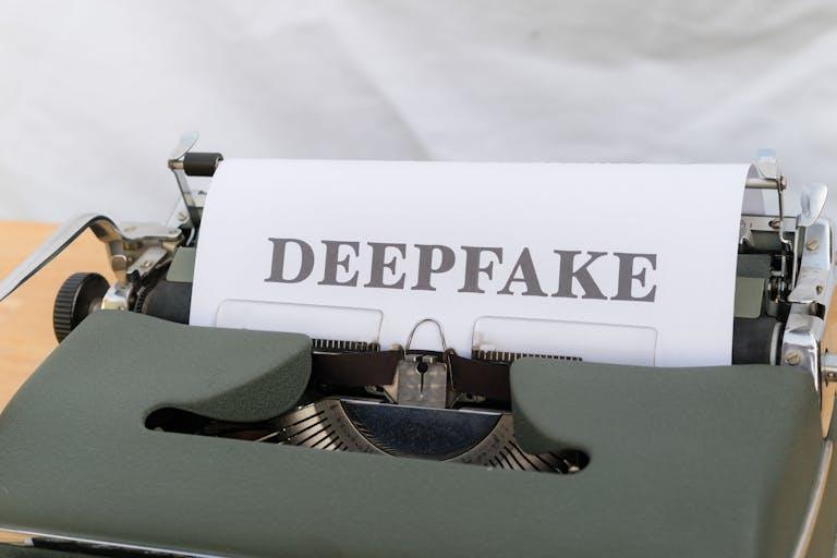 Слово 'DEEPFAKE' на старой печатной машинке