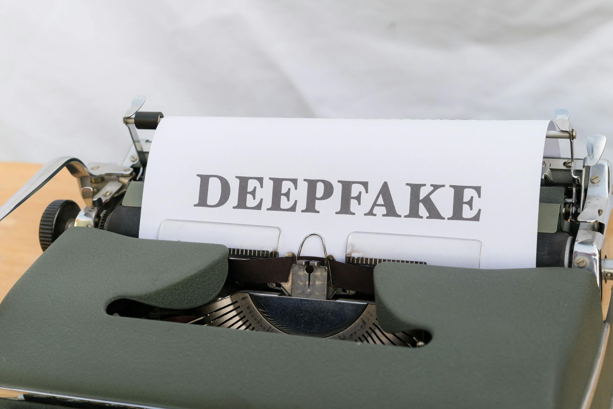 Слово 'DEEPFAKE' на старой печатной машинке